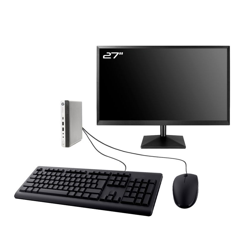 HP ProDesk 600 G3 Mini PC - 27" Screen, Intel i5-6500T, 16GB RAM, 240GB SSD, Windows 11
