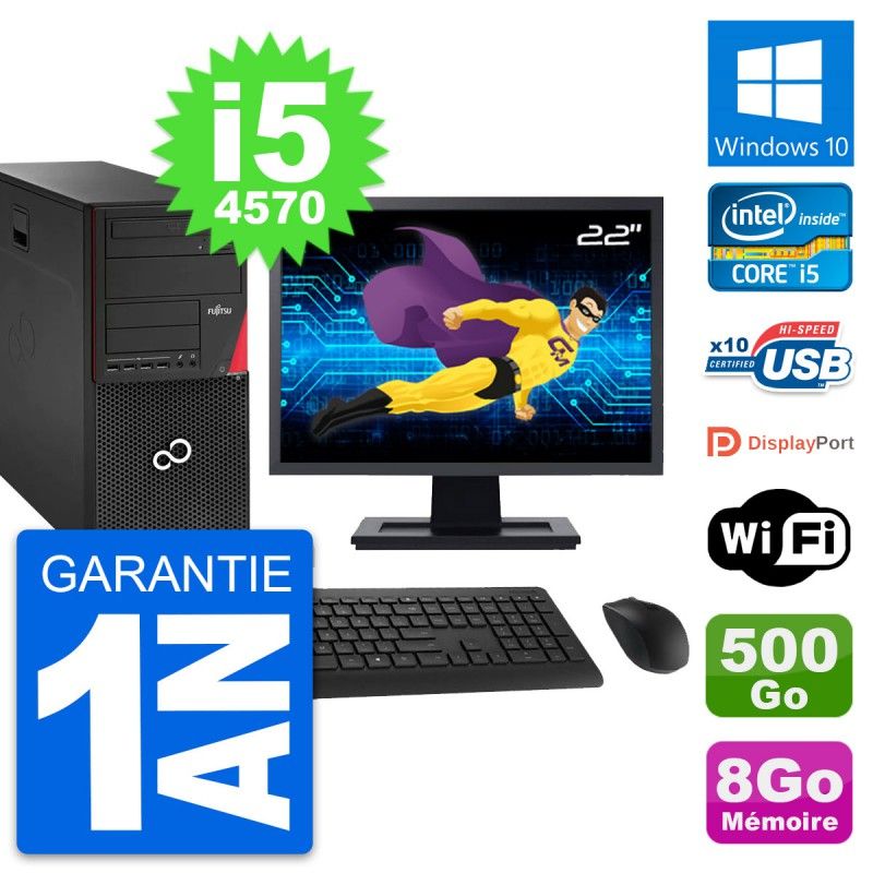 Fujitsu P920 22-Inch PC Tower - Core i5, 8GB RAM, 500GB HDD, Windows 10, WiFi