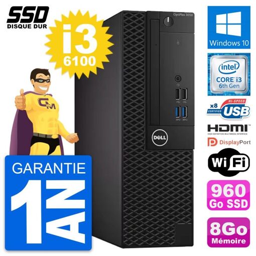 Dell OptiPlex 3050 SFF - Core i3-6100, 8GB RAM, 960GB SSD, HDMI, WiFi