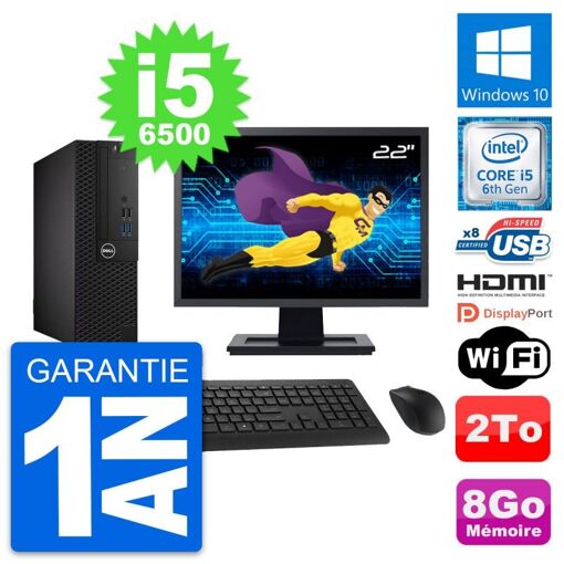 Computadora Dell OptiPlex 3050 SFF - Pantalla de 22", Intel i5-6500, 8 GB de RAM, 2 TB HDD, HDMI, WiFi