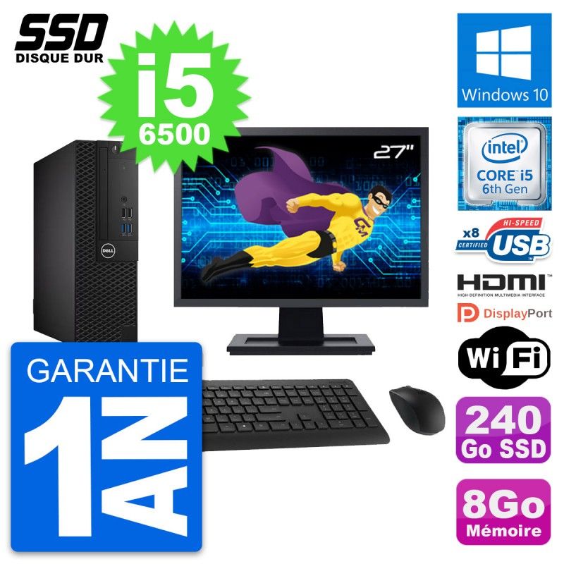 Dell OptiPlex 3050 SFF Desktop PC - 27" Screen, Intel i5-6500, 8GB RAM, 240GB SSD