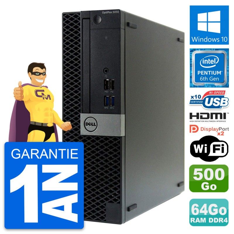 Dell OptiPlex 5050 SFF PC - Intel G4400, 64GB RAM, 500GB HDD, HDMI, WiFi