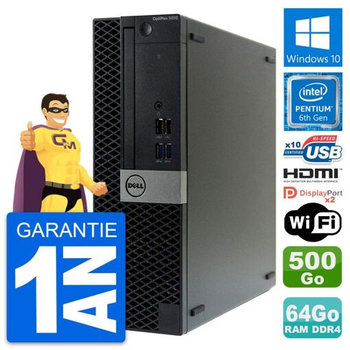 Dell OptiPlex 5050 SFF PC - Intel G4400, 64GB RAM, 500GB HDD, HDMI, WiFi