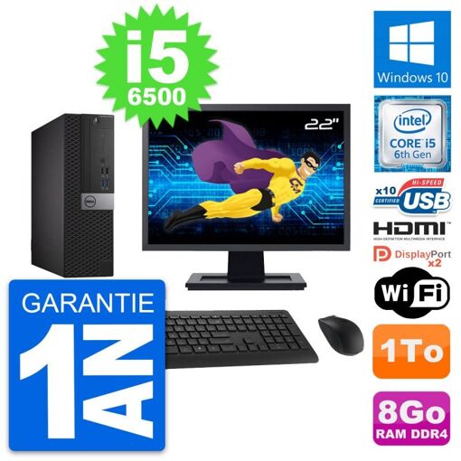 Computadora Dell OptiPlex 5050 SFF - Pantalla de 22', Intel i5-6500, 8GB de RAM, 1TB HDD, HDMI, WiFi