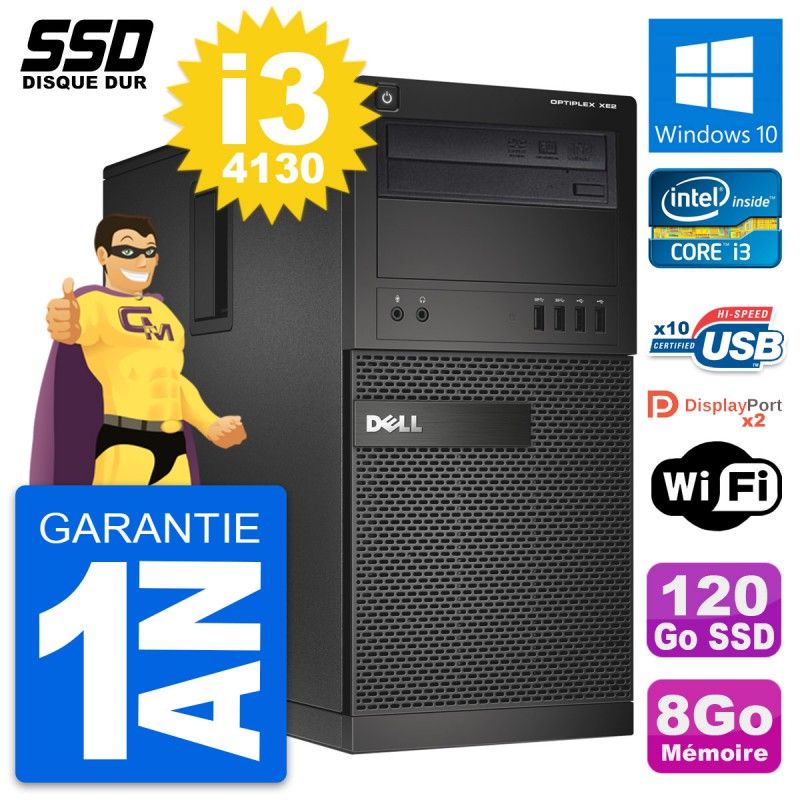 Dell OptiPlex XE2 PC - Intel Core i3-4130, 8GB RAM, 120GB SSD, Windows 10, WiFi