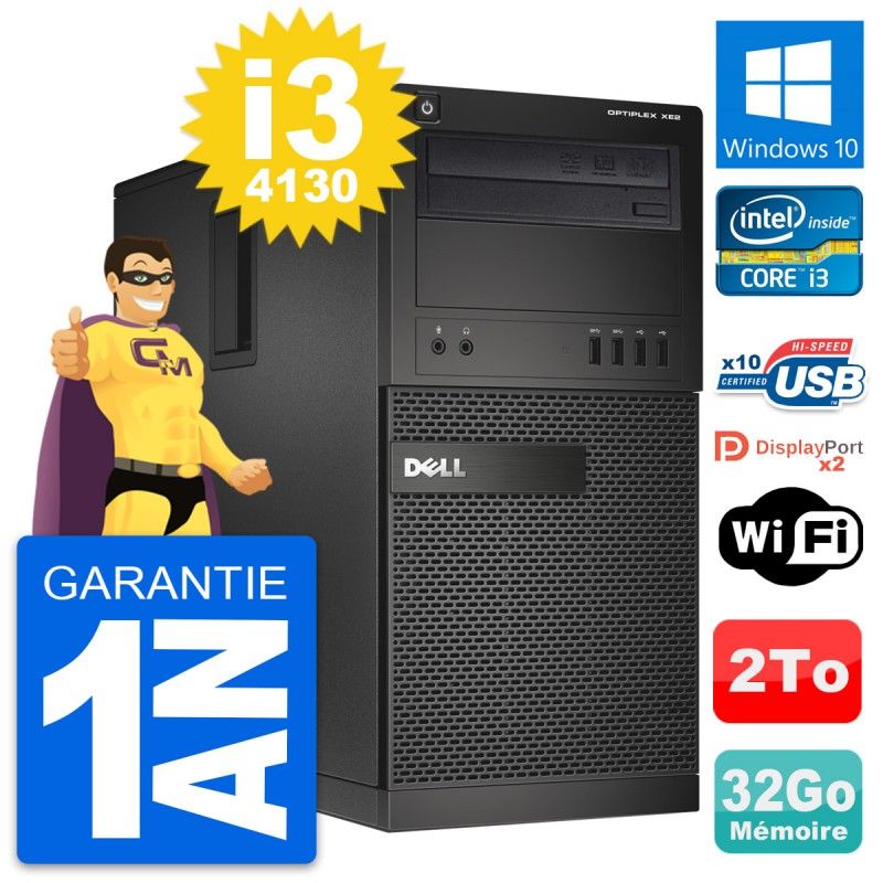 Dell OptiPlex XE2 MT - Intel Core i3-4130, 3.4GHz, 32GB RAM, 2TB HDD, Windows 10, WiFi