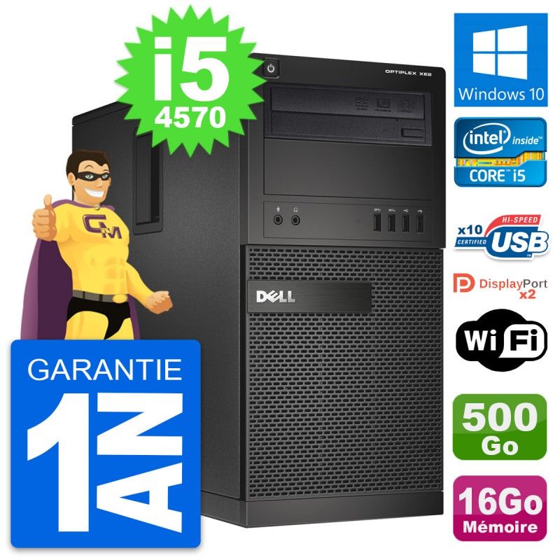 Dell OptiPlex XE2 MT Desktop Computer - Intel i5-4570, 16GB RAM, 500GB HDD, Windows 10, WiFi