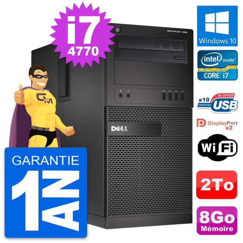 Dell OptiPlex XE2 Desktop PC - Intel i7-4770, 8GB RAM, 2TB Hard Drive, Windows 10, WiFi