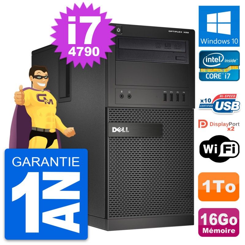 Dell OptiPlex XE2 MT Desktop Computer - Intel i7-4790, 16GB RAM, 1TB HDD, Windows 10, WiFi