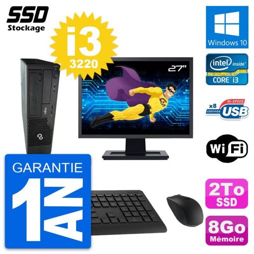Fujitsu Esprimo E510 DT 27-inch All-in-One PC i3-3220 8GB RAM 2TB SSD Windows 10 Wi-Fi
