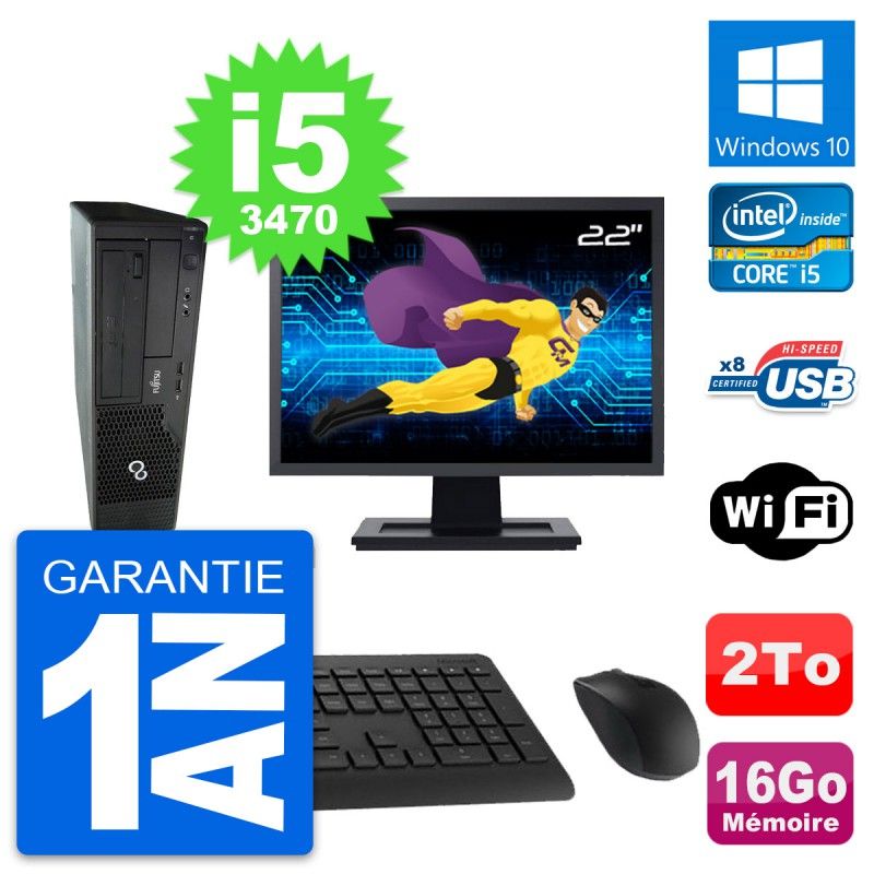 Fujitsu E510 DT 22-inch PC - Intel i5, 16GB RAM, 2TB Hard Drive, Windows 10