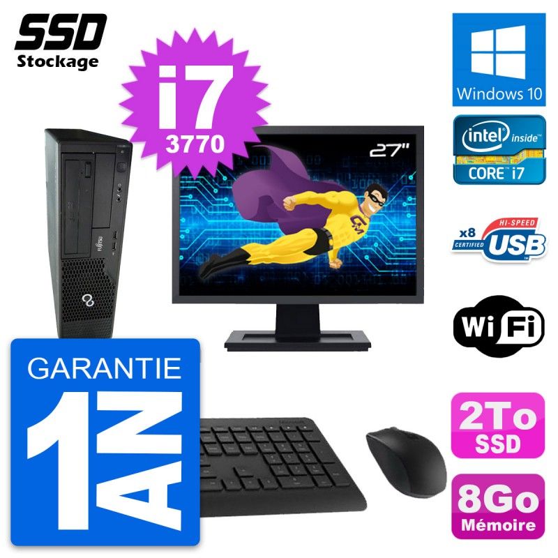Fujitsu Esprimo E510 DT 27-inch Desktop PC - i7-3770, 8GB RAM, 2TB SSD, Windows 10, WiFi