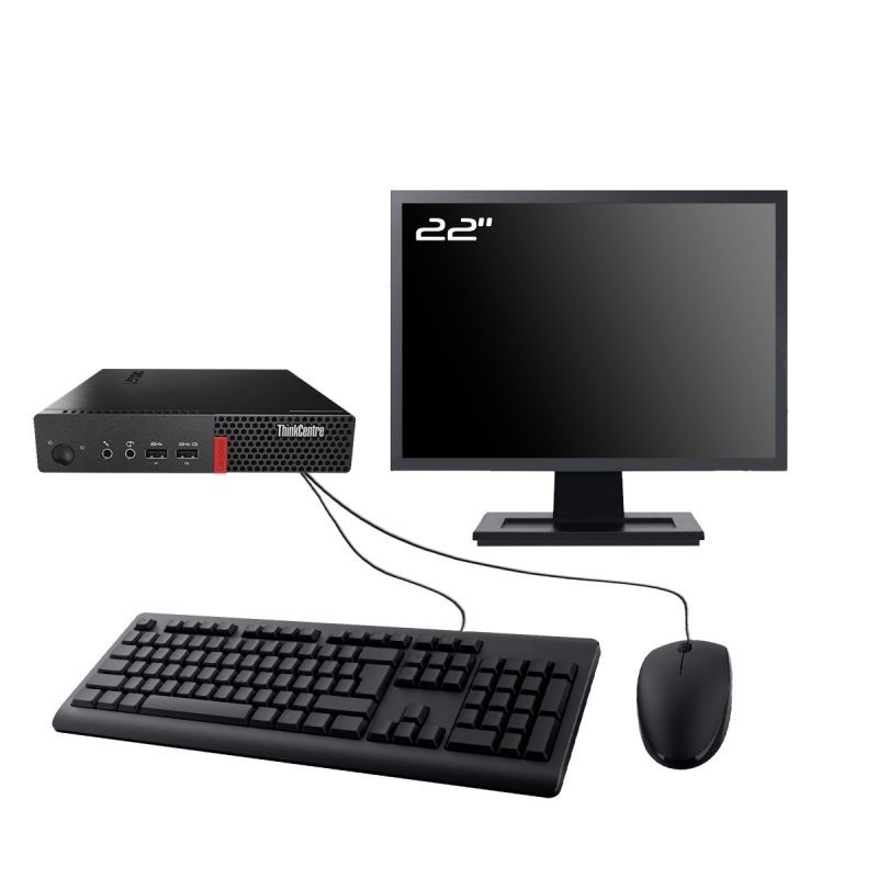 Lenovo M910q Tiny Computer - 22" Screen, Intel i3-6100T, 8GB RAM, 2TB SSD, Windows 10