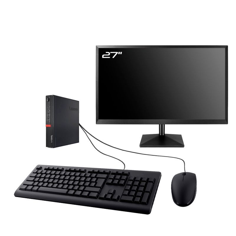 Lenovo M910q Tiny Desktop Computer, 27" Screen, Intel i7-6700T, 32GB RAM, 2TB SSD, Windows 11
