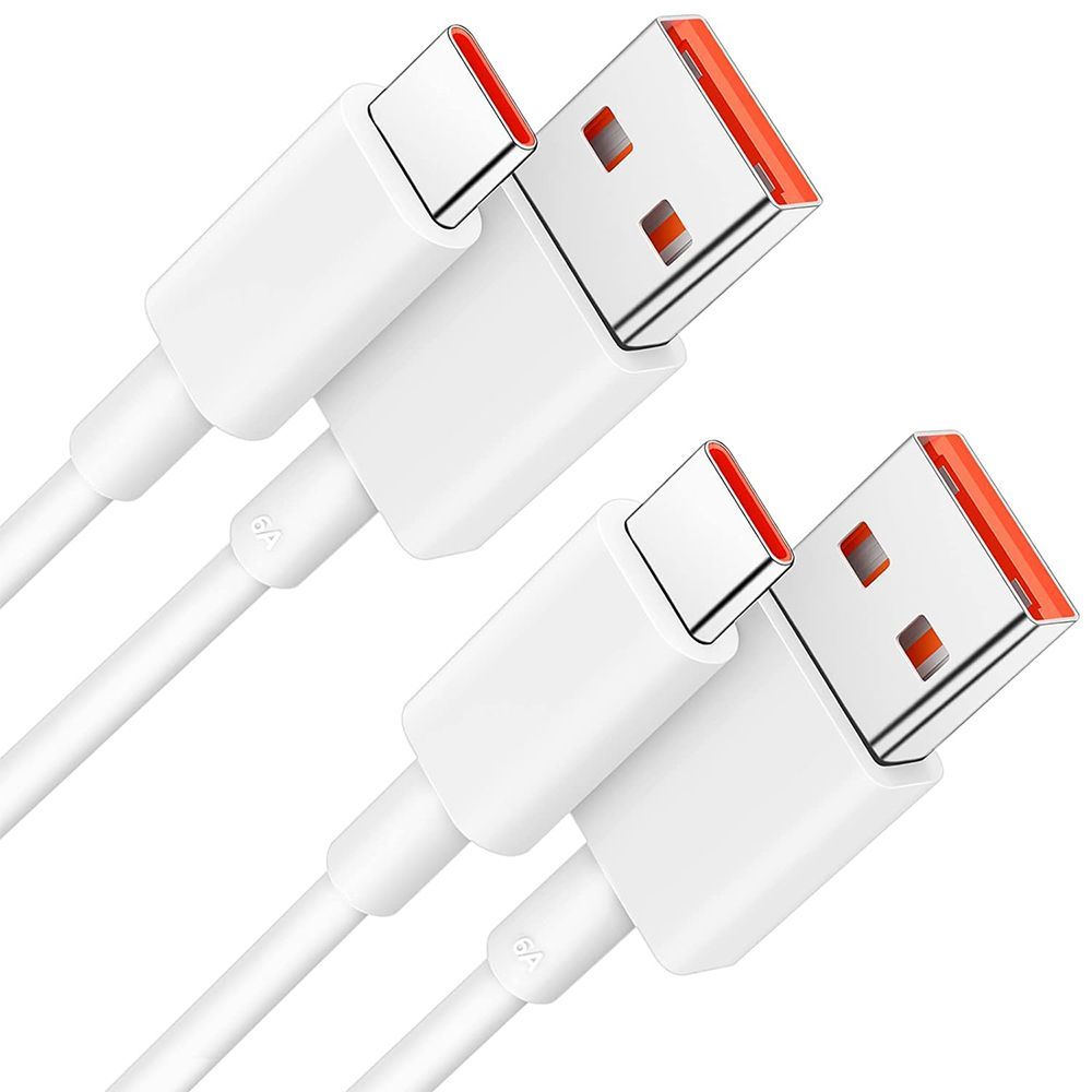 Lot de 2 câbles USB-C vers USB pour Xiaomi 14 et Xiaomi 14 Pro - Blanc, 1 mètre
