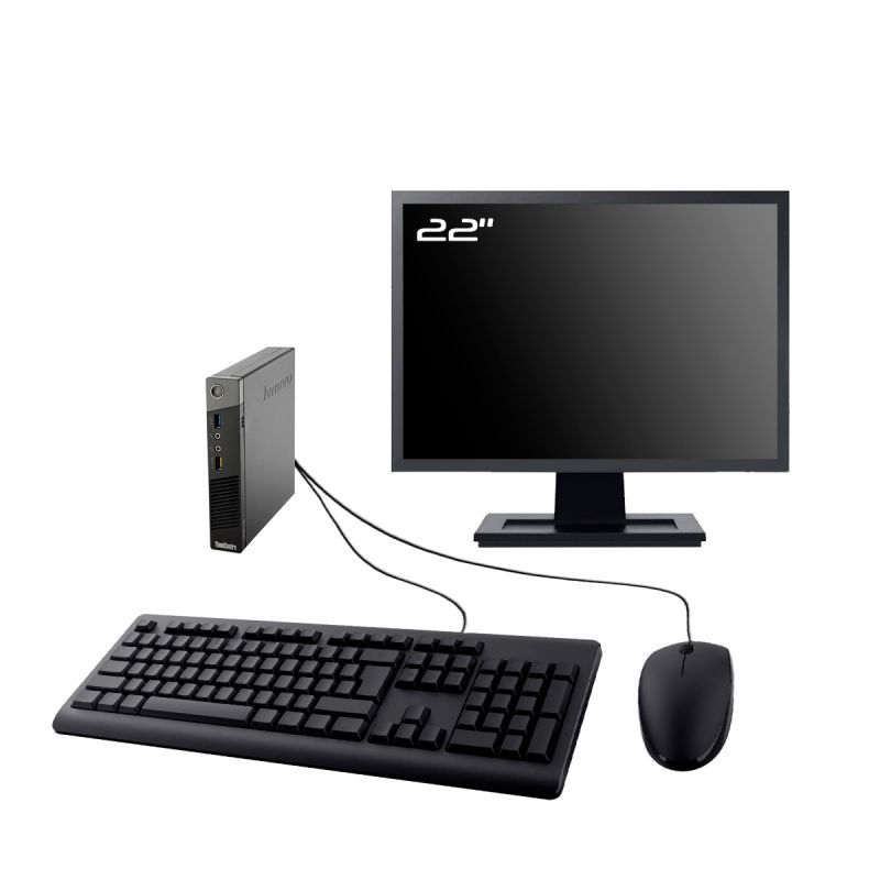 Lenovo M93p Tiny Desktop Computer, 22" Screen, Intel i3-4130T, 8GB RAM, 480GB SSD, Windows 11