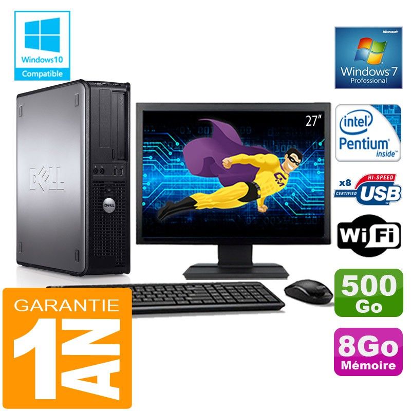 Dell 780 DT Desktop PC - Intel E5300, 8GB RAM, 500GB HDD, WiFi, Windows 7 Pro