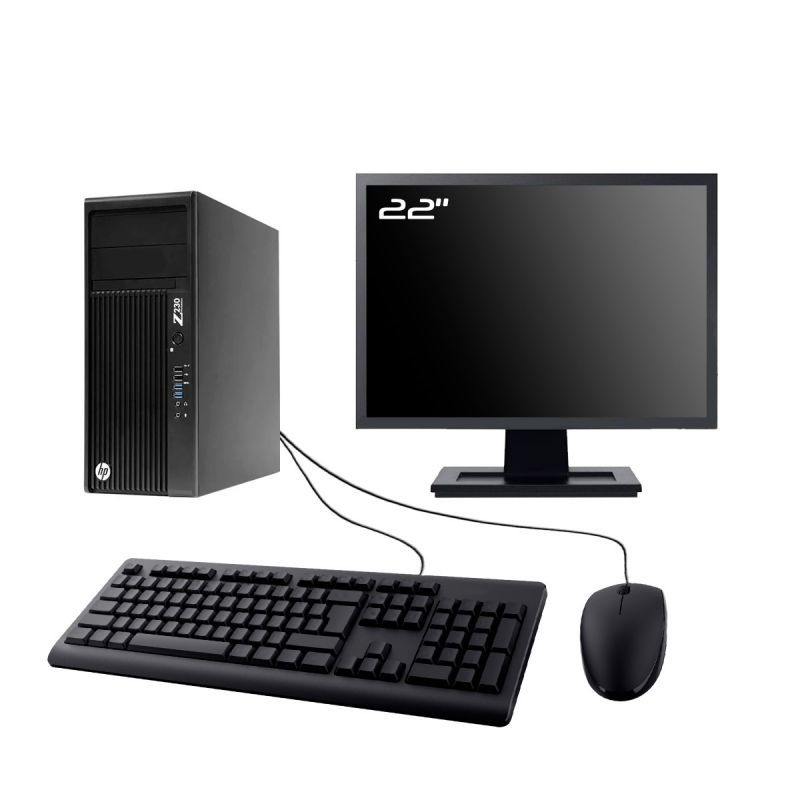 HP WorkStation Z230 Tower - 22" Screen, Intel i3-4130, 16GB RAM, 960GB SSD, Windows 11