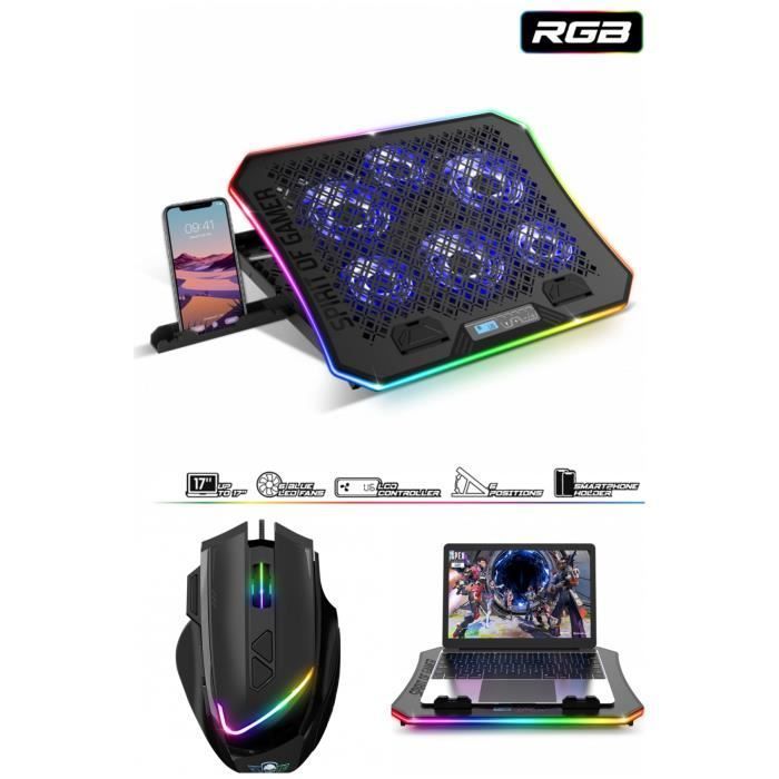 Spirit Of Gamer Air Stream Cooler - 6 LED Fans, 1200RPM, Smartphone & Gaming Mouse Holder