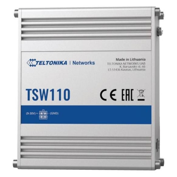Teltonika TSW110 - Unmanaged Switch - 5 x 10/100/1000 - DIN Rail Mount, Surface Mountable - Passive PoE - DC Voltage
