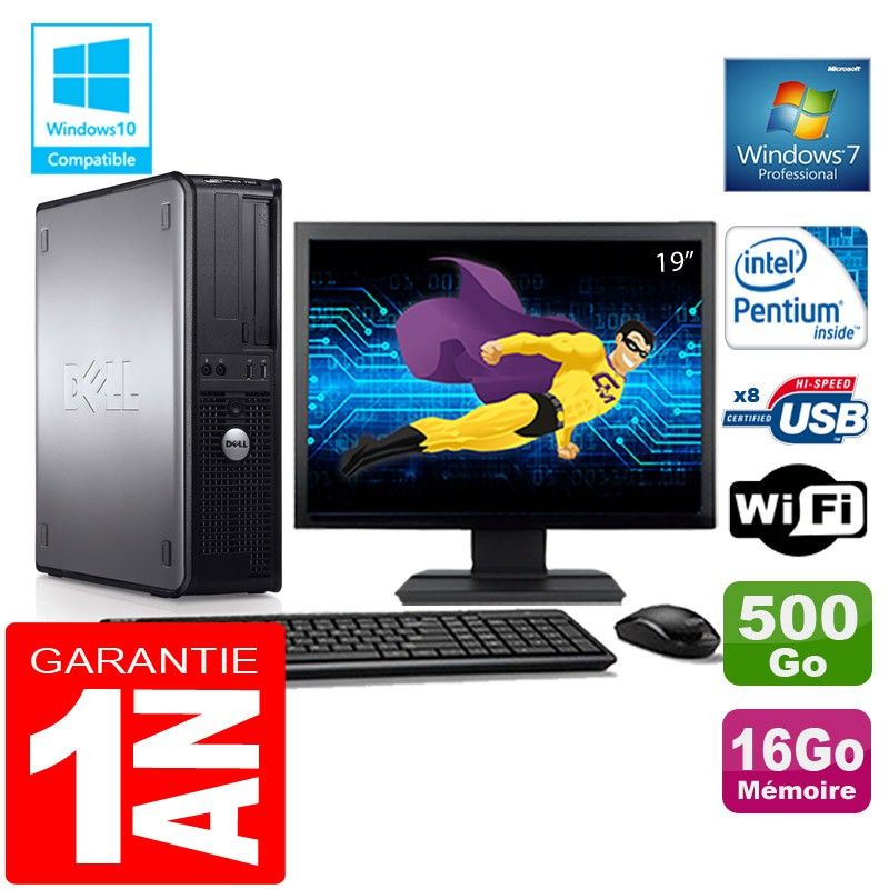 Dell 780 DT Desktop PC - Intel E5300, 16GB RAM, 500GB Hard Drive, WiFi, Windows 7 Pro