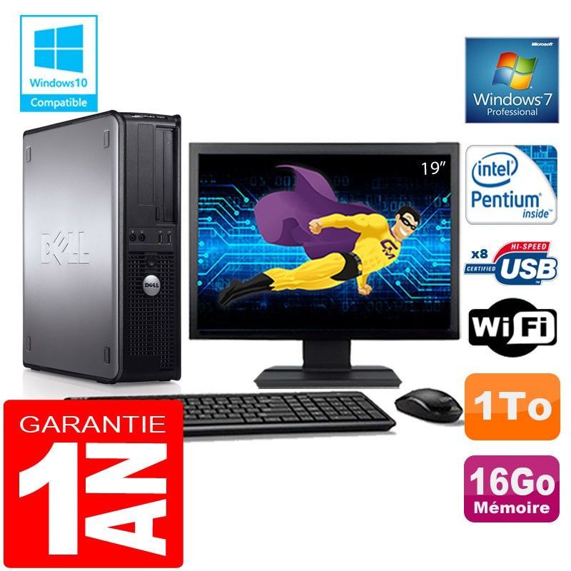 Dell 780 DT Desktop PC - Intel E5300, 16GB RAM, 1TB HDD, WiFi, Windows 7 Pro