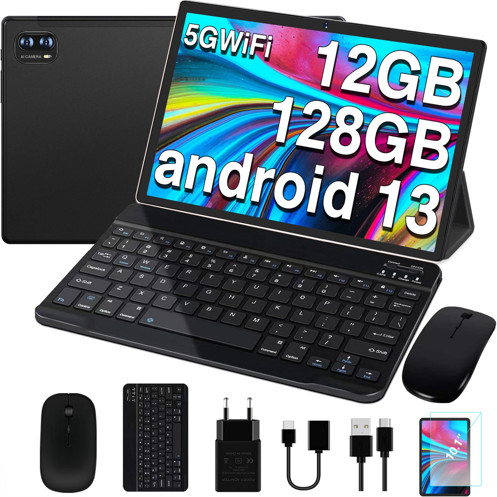 Jusyea J10 10-Inch Tablet - Octa Core, 12GB RAM, 128GB ROM, 5G Wi-Fi, GPS, Bluetooth 5.0, Metal Body