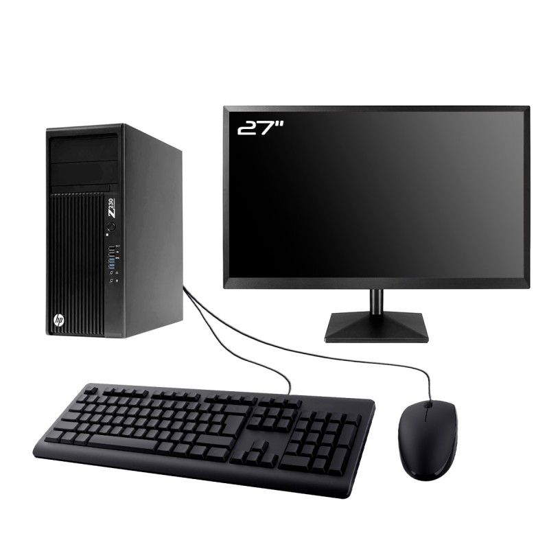 HP Z230 Gaming PC - 27" RTX 3050, i7-4770, 16GB RAM, 1TB SSD, Windows 11, Wi-Fi