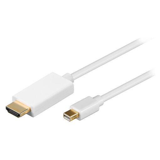 Câble adaptateur Visiodirect Mini Display Port vers HDMI (Thunderbolt vers HDMI, Blanc)