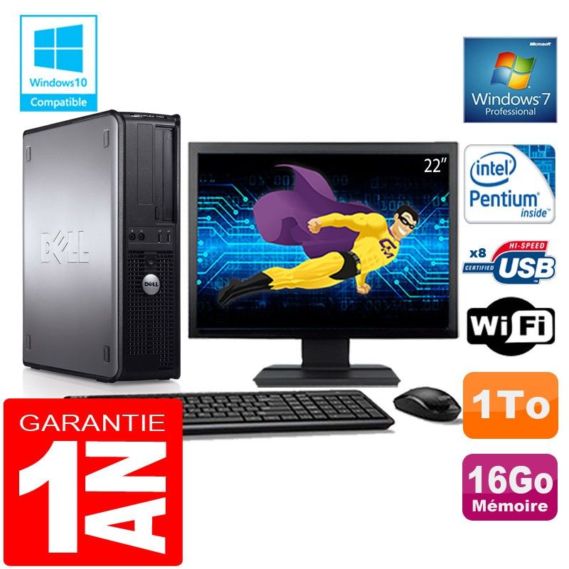 Dell 780 DT Desktop PC - Intel E5300, 16GB RAM, 1TB HDD, WiFi, Windows 7 Pro