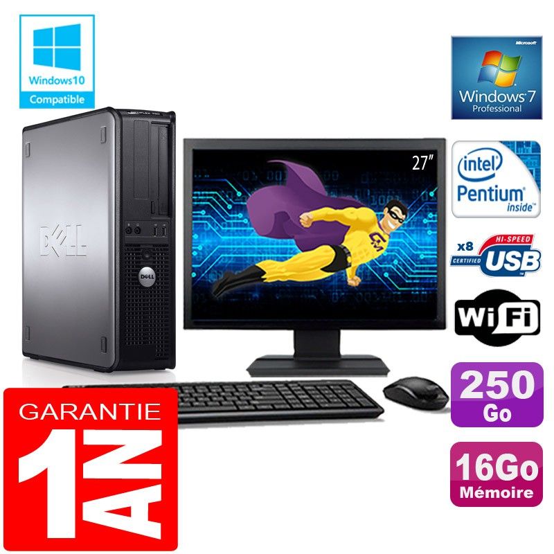 Dell 780 DT Desktop PC - Intel Core i5-730, 16GB RAM, 250GB HDD, DVD Burner, WiFi, Windows 7 Pro