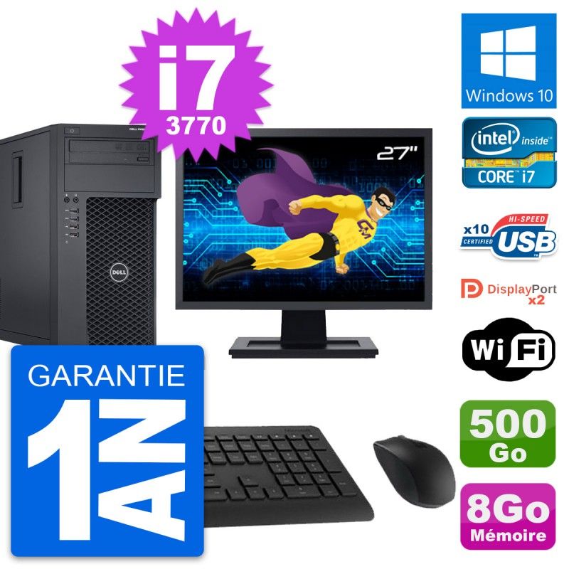 Dell Precision T1650 27" All-in-One PC - Intel i7-3770, 8GB RAM, 500GB HDD, Windows 10