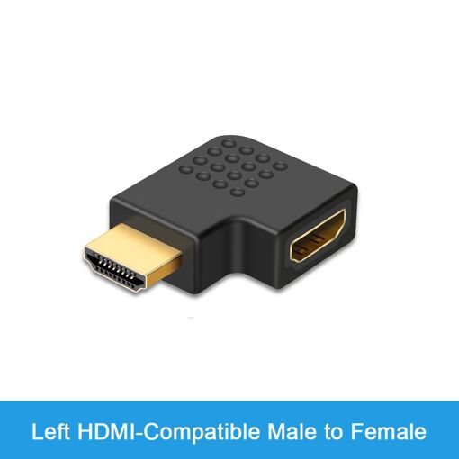 Adaptador Nipseyteko de ángulo recto macho a hembra HDMI 90 grados, conector 4K HD, prolongador compatible Mini/Micro