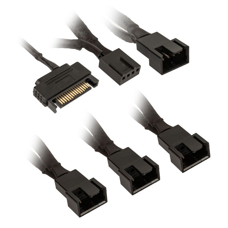 Kolink 1-4 PWM Fan Splitter Cable - 35cm, Braided, Black