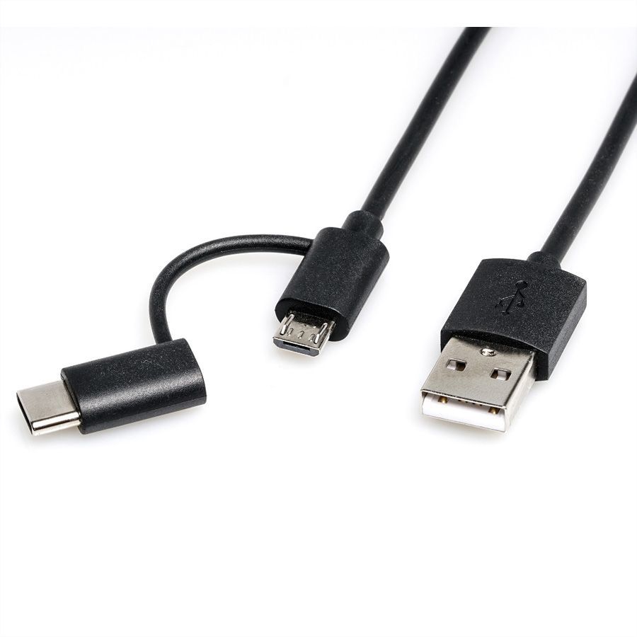Cable USB Roline 1 m USB A a C/Micro-USB B Negro