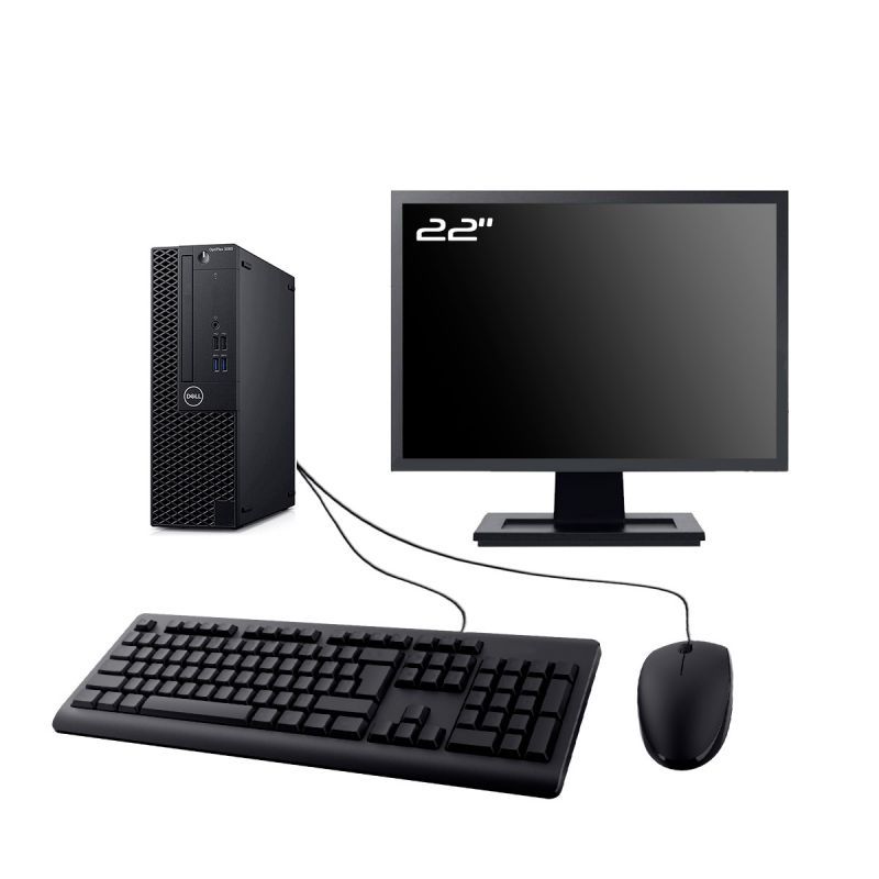 Dell Optiplex 3060 SFF Computer - 22" Screen, Intel I3-8100, 32GB RAM, 480GB SSD, Windows 11