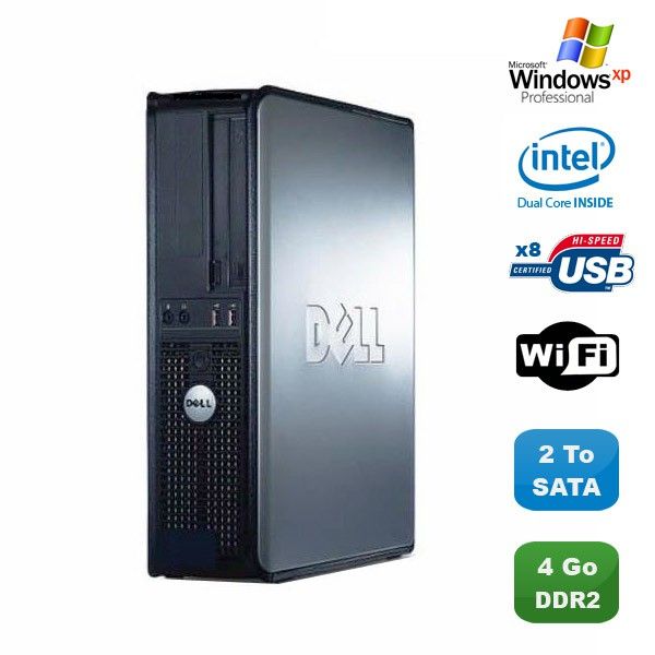 Dell Optiplex 760 DT Desktop Computer - Intel Dual Core E5200, 2.5GHz, 4GB DDR2, 2TB HDD, WiFi, XP Pro