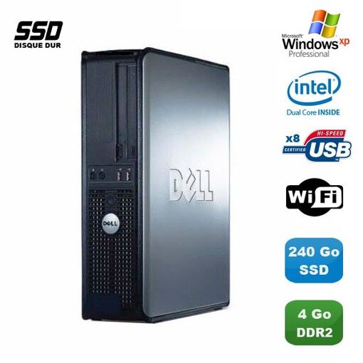 Dell Optiplex 760 DT PC - Intel E5200 2.5GHz, 4GB DDR2, 240GB SSD, WiFi, Windows XP Pro