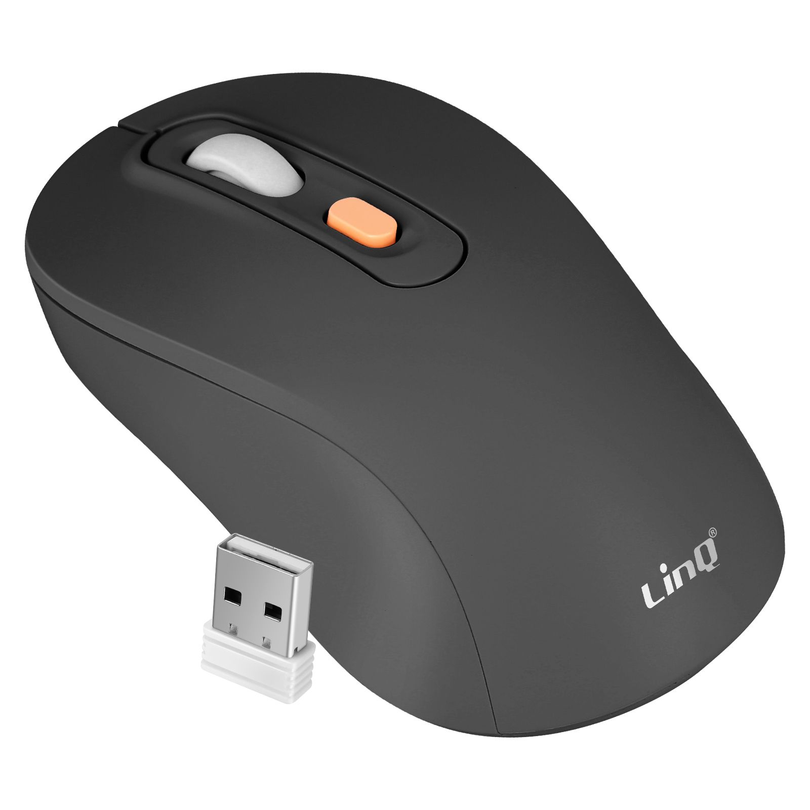 LinQ Wireless Optical Mouse 2.4Ghz Bluetooth & WiFi, 1600 DPI, Comfort Design, Black
