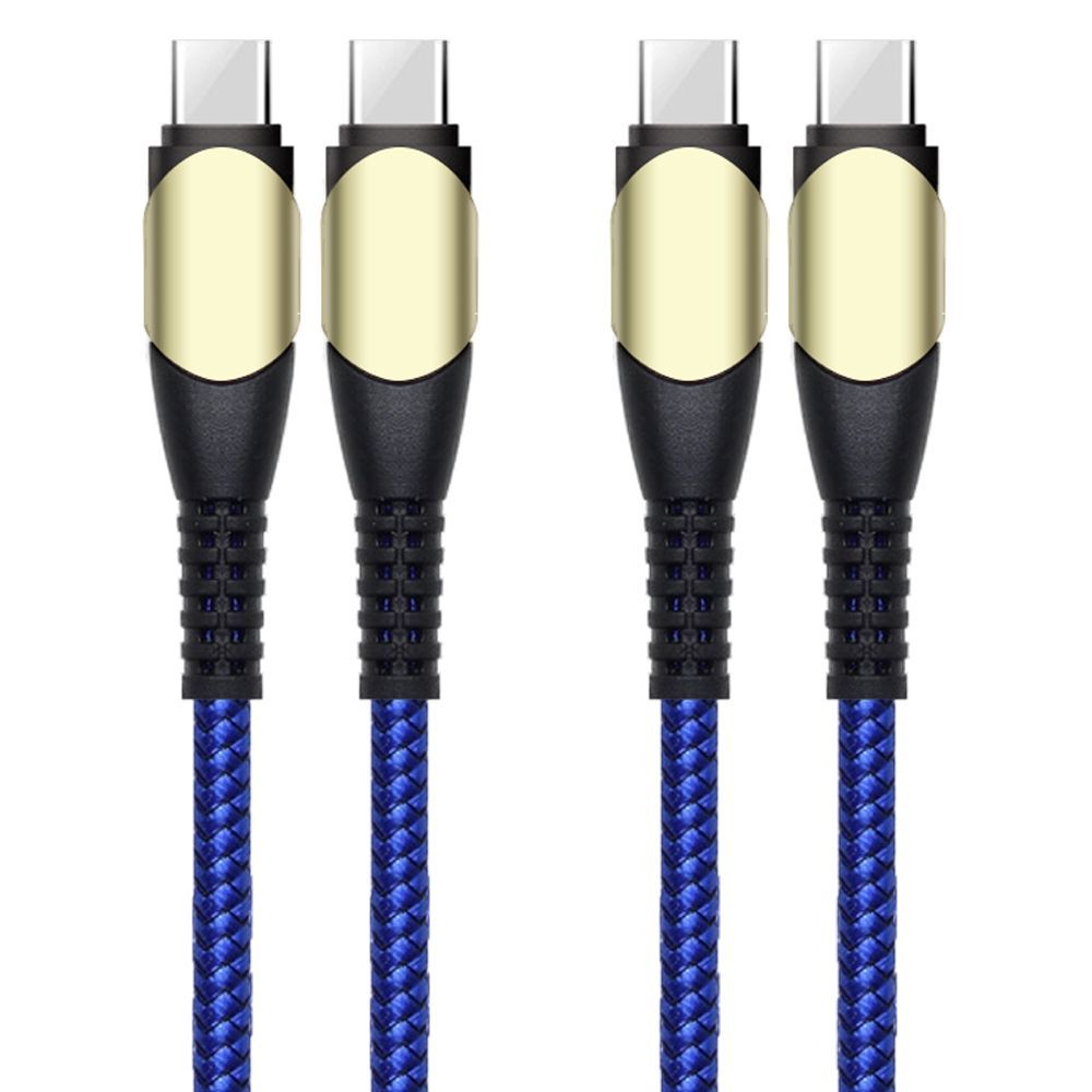 E.F.Connection 60W Quick USB-C Cable (1m) for iPhone 16, 16 Pro, 16 Plus - Blue Nylon Braided