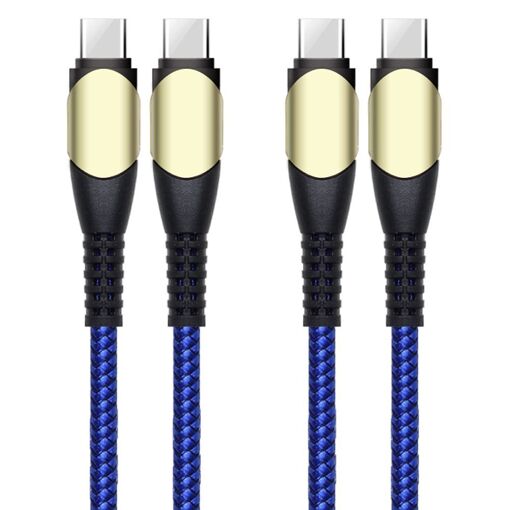 E.F.Connection 60W Quick USB-C Cable (1m) for iPhone 16, 16 Pro, 16 Plus - Blue Nylon Braided