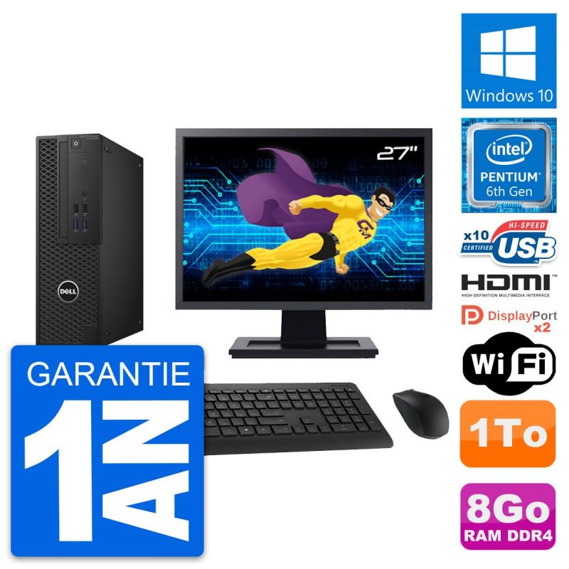 Dell T3420 SFF Desktop Computer | 27" Screen | Intel G4400 | 8GB RAM | 1TB Storage | HDMI | WiFi