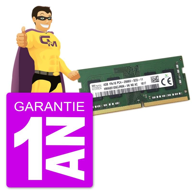 Memoria RAM SODIMM de 4GB Hynix (PC4-21300S, 2666 MHz, CL17)