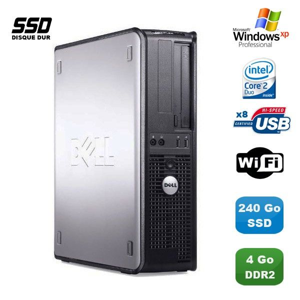 Dell Optiplex 760 DT Desktop Computer - Intel E8400, 4GB RAM, 240GB SSD, WiFi, XP Pro