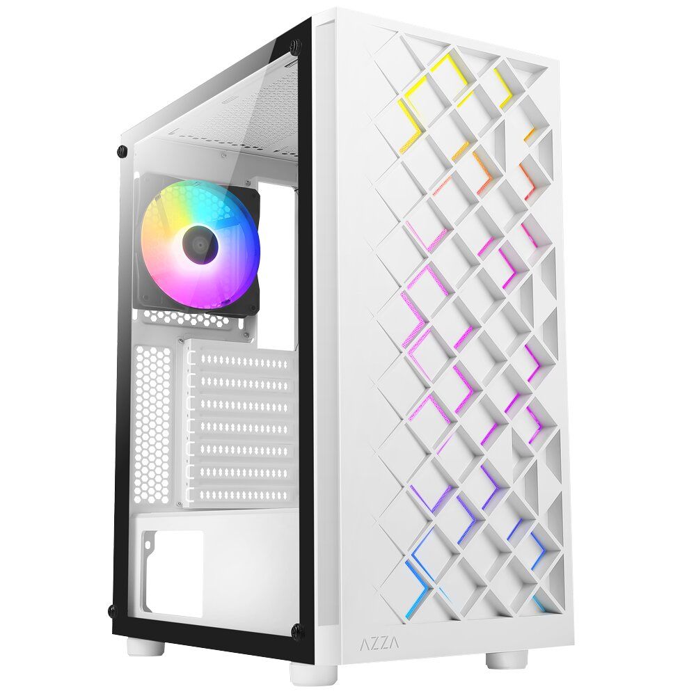 AZZA Spectra RGB Mid-Tower ATX Case with Glass Panel - White