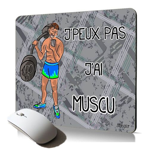 Tapis de souris souple Utaupia - Musculation drôle personnalisé