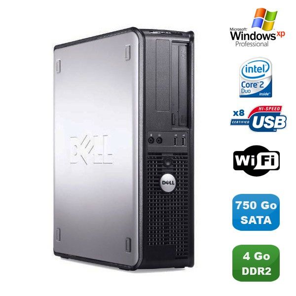Dell Optiplex 760 DT Desktop PC - Intel Core 2 Duo E8400, 3GHz, 4GB RAM, 750GB HDD, WiFi, XP Pro