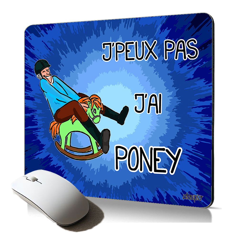 Tapis de souris souple Utaupia avec motif poney - Accessoire ordinateur