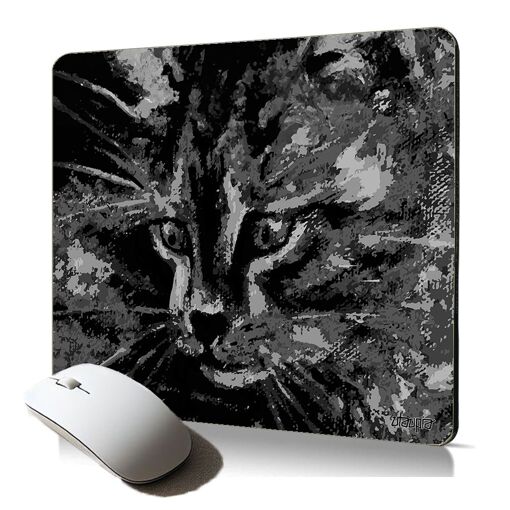 Utaupia Soft Cat Mousepad - Artistic Feline Design, Grey