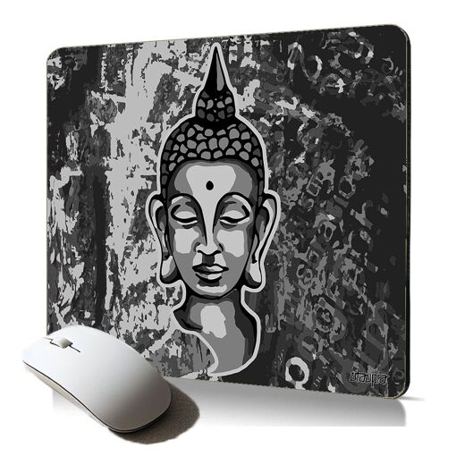 Utaupia Soft Mouse Pad with Buddha Face Art - Zen Yoga Portrait (Ergonomic, Buddhist Gift Accessory)